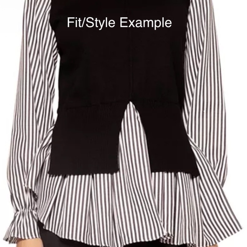 Gracia Gray and White Layered Blouse - Picture 4 of 5